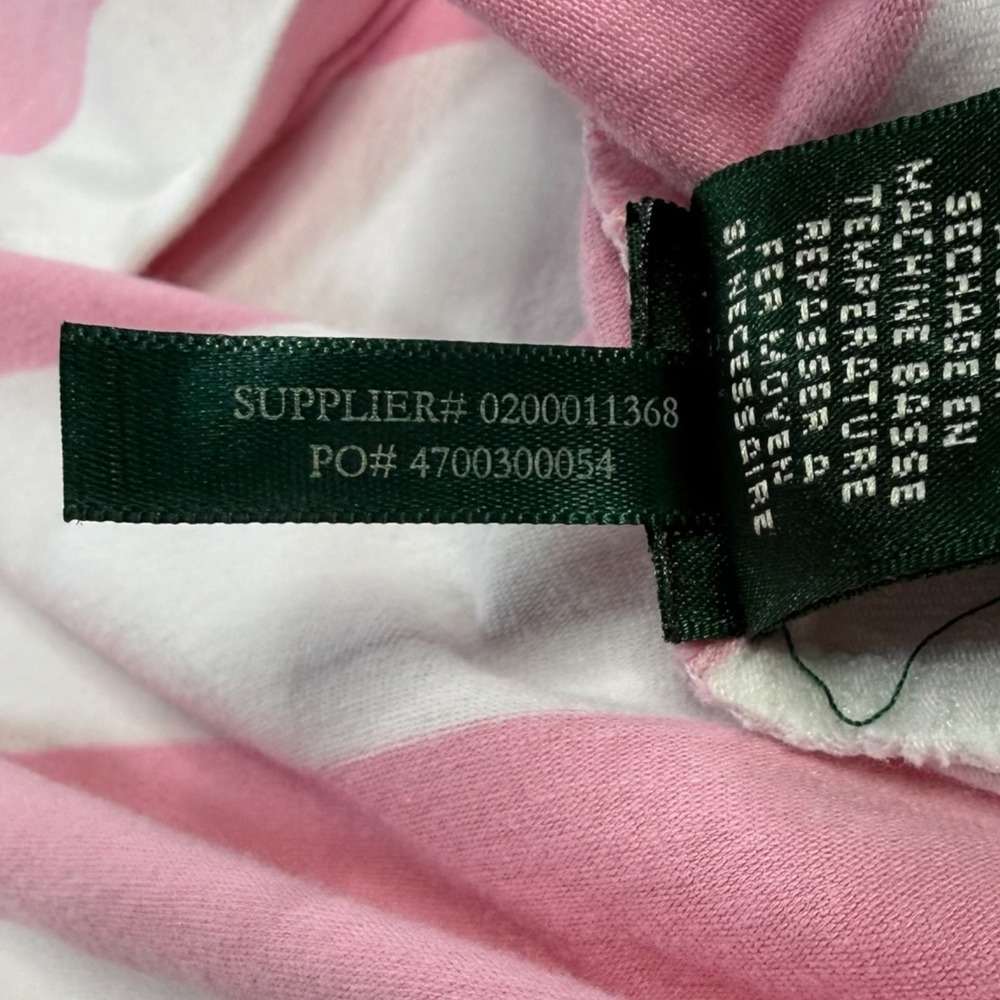 Lauren Ralph Lauren Polo Active Shirt 1X Pink White Striped V-Neck Preppy Golf - Picture 7 of 7